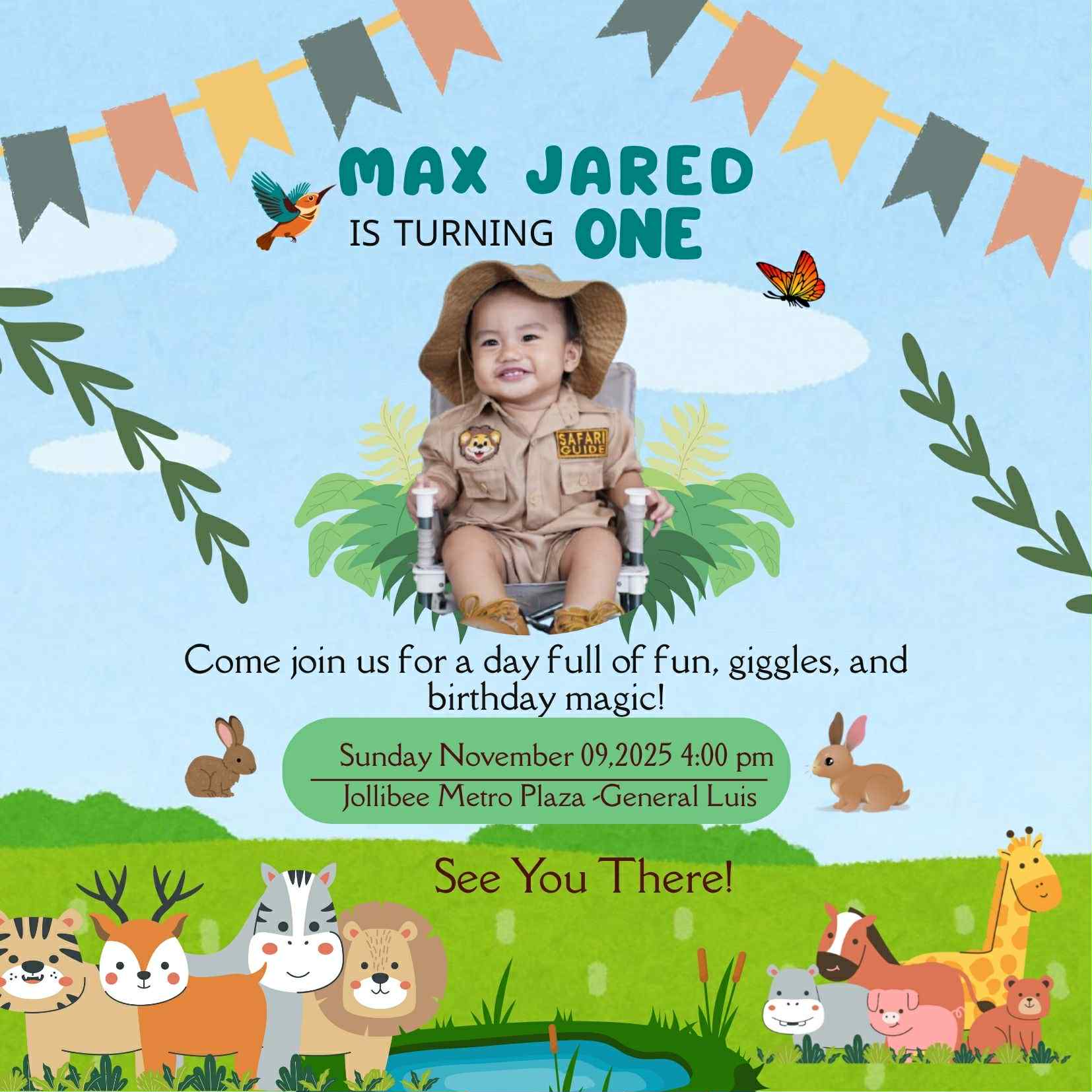 Max Jared's 1st Birthday Invitation
